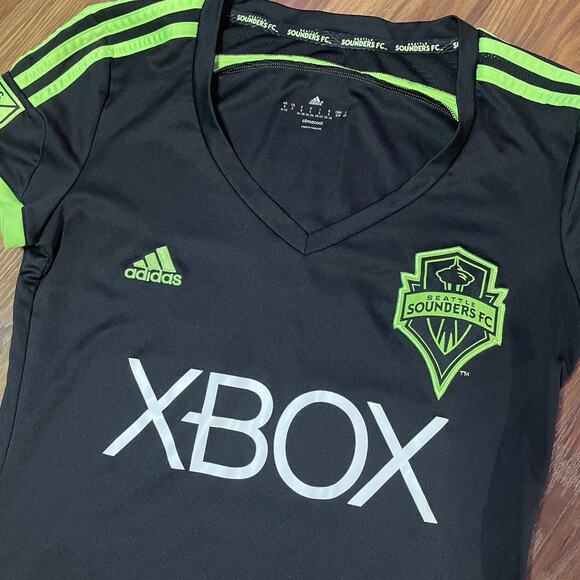 Adidas Women’s S Seattle Sounders FC 2014/2015 Pitch Black Xbox Third Kit Jersey - Picture 2 of 8